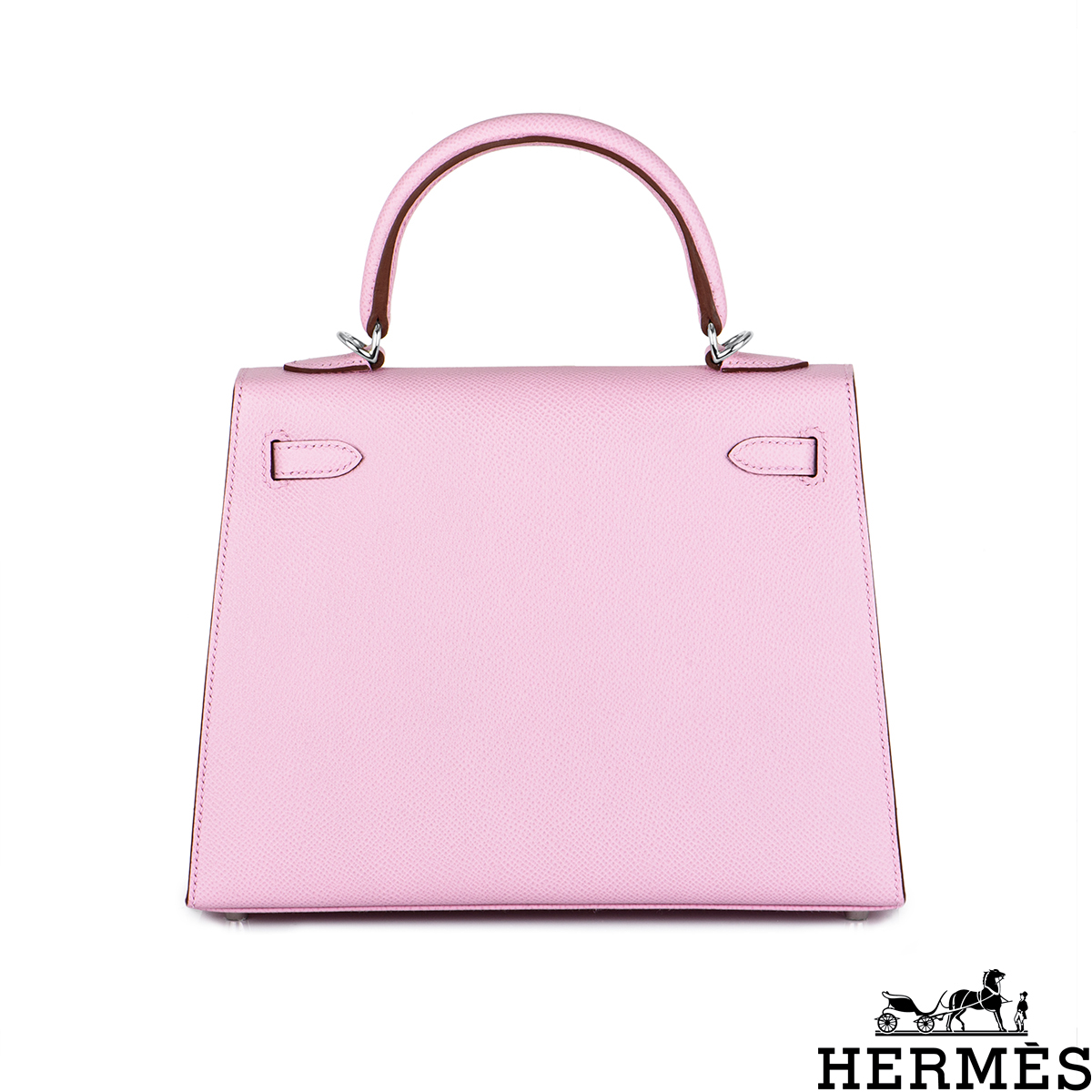 HERMÈS Kelly 25 Sellier handbag in Mauve Sylvestre Epsom leather